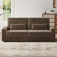 thumbnail image 4 of 87”Large Loveseat Sofa, 3 Seater Couch with Storage, Velvet Fabric Deep Seat Sofa with Pillow& Cup Holders, Modern Comfy Sofa with USB& Type-C Ports, Home Sofa Couch for Living Room Bedroom, 4 of 9