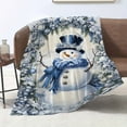 thumbnail image 2 of Christmas Snowman Print Flannel Throw Blanket Modern Style Soft Comfortable All Season Knitted Blanket for Travel Camping Sofa Bed Office Home Decor Ideal Birthday Gift for Boys and Girls, 2 of 6