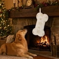 thumbnail image 2 of Snowy White Plush Pet Dog Christmas Stocking, Silver Snowflake Sequin Dog Christmas Stockings Large Bone Shape Faux Fur, Hanging Christmas Holiday Season Party Decor for Pets Dogs, 16in, 2 of 6