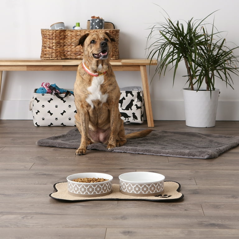 Bone Dry Lattice Pet Bowl Set of 2