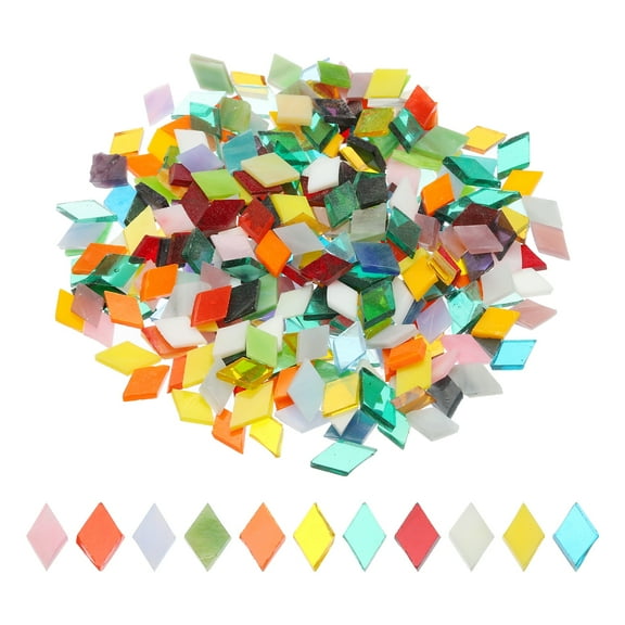 200g Mosaic Tiles Rhombus Shape Glass Mosaic Tiles Stained Mosaic Glass for Art Crafts DIY Projects Mixed Color 9