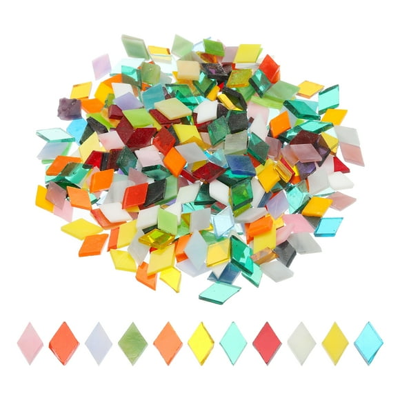 Unique Bargains 200g Mosaic Tiles Rhombus Shape Glass Mosaic Tiles Stained Mosaic Glass for Art Crafts DIY Projects Mixed Color 9