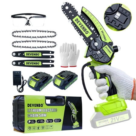 Bozer 6 Inch Cordless Chainsaw - 21V Lightweight Handheld Electric Chain Saw