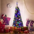 thumbnail image 3 of Topbuy 7.5ft Pencil Christmas Tree Pre-Lit Hinged Artificial Decoration w/ 350 Colorful Lights, 3 of 9