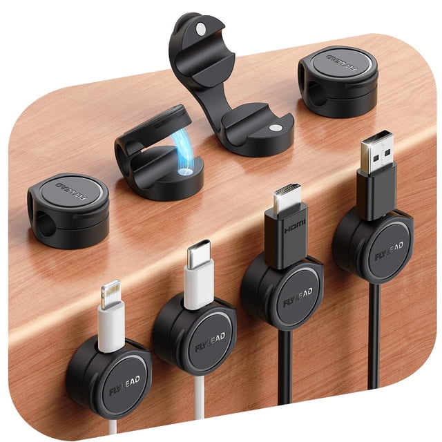 FLYLEAD Paquete de 8 clips organizadores magnéticos de silicona para cables