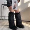 thumbnail image 6 of YTCAMLO Faux Fur Furry Snow Boots for Women Fashion Knee High Boots Round Toe Flat Winter Long Boots Comfortable Warm Outdoor, 6 of 6