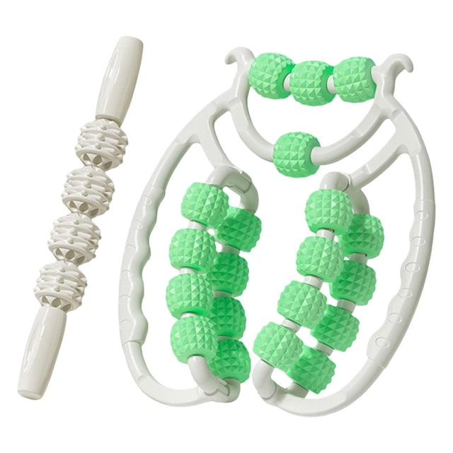 koolsoo Rouleau de Massage à 20 Roues Confortable Manuel Polyvalent pour Cuisse Bras Vert
