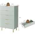 thumbnail image 2 of Garvee Green Dresser, Modern 5 Drawer Dresser for Bedroom with Gold Handle and Large Drawer, Wood Double Chest of Drawers and Storage Organizer for Living Room, Hallway, Entryway, 2 of 8
