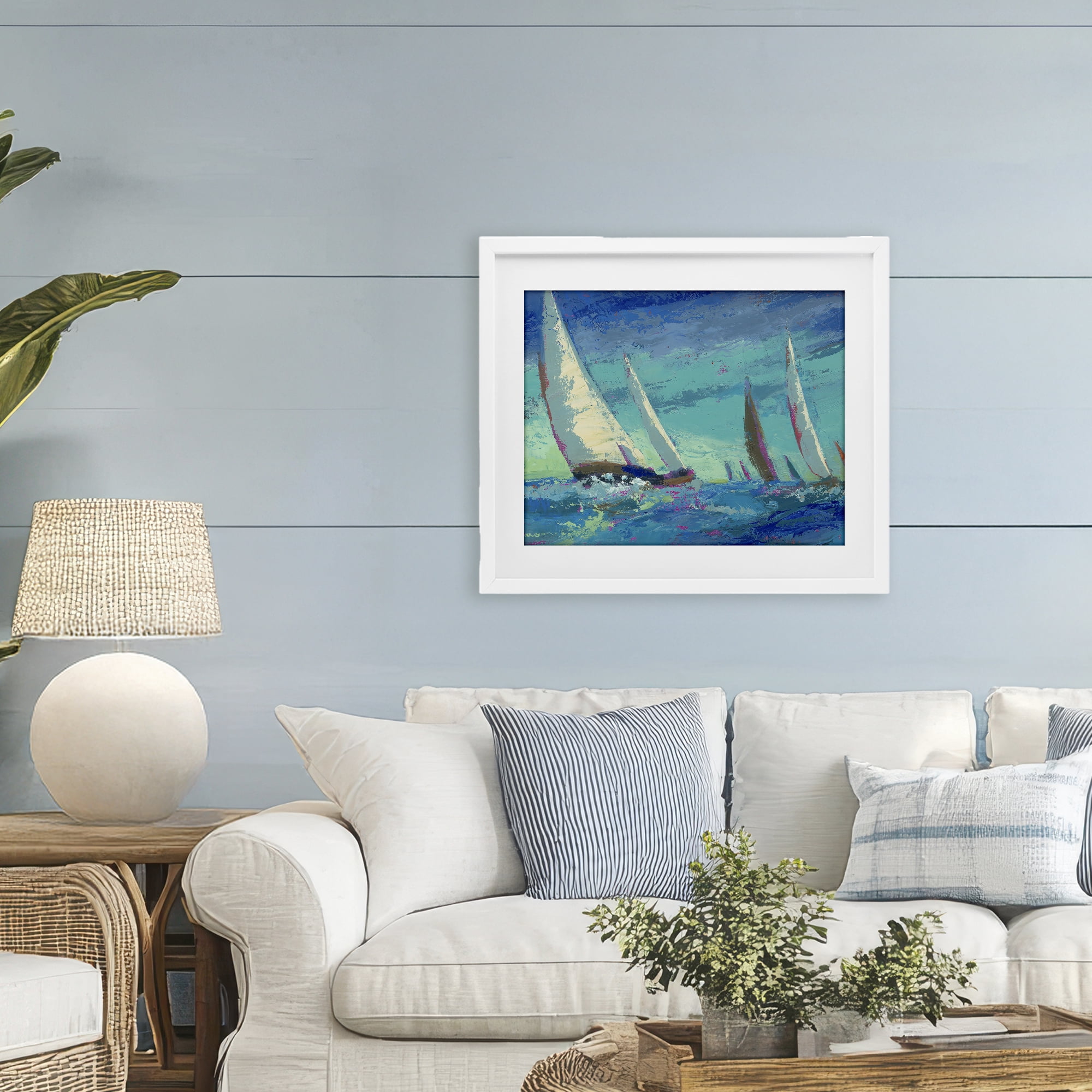 Stupell Industries Abstract Expression Regatta White Framed Print Under Glass, design by Beth A. Forst