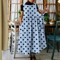 thumbnail image 1 of Uootdi Robes Chasubles pour Femmes Col Ras du Cou Sans Manches Motif à Pois avec Poches Robes en Lin Décontractées Confortables Décontractées Robes Maxi Cadeau, 1 of 7
