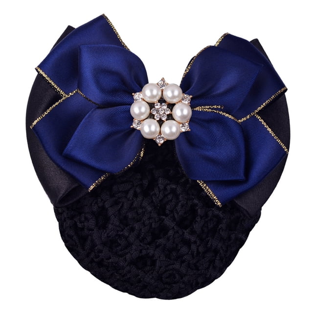 Cubierta para moño de pelo Qarigey redecilla con diamantes de imitación oro+azul