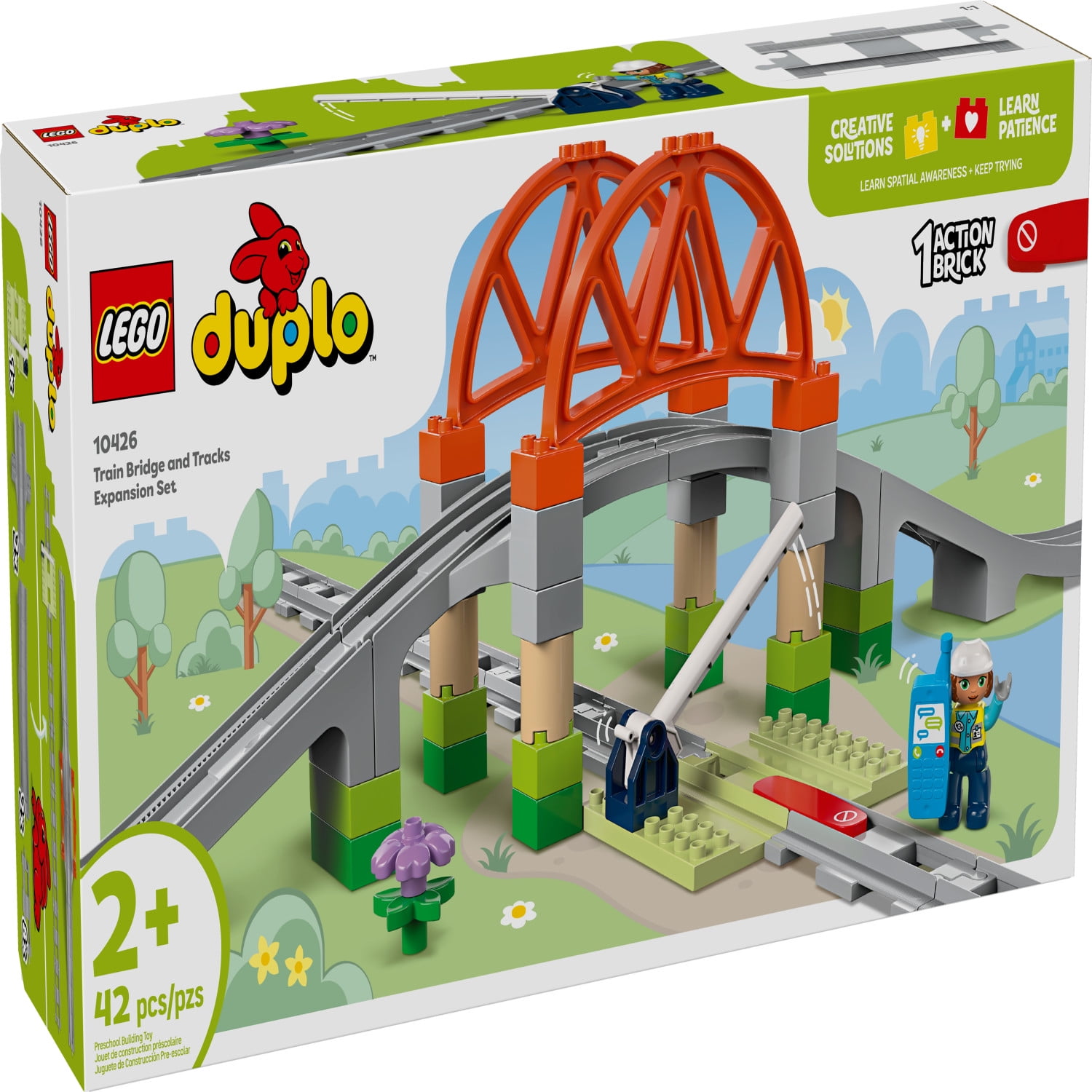 LEGO DUPLO Town Train Bridge and Tracks Expansion Set - 10 Extra Pieces of Train Tracks - Preschool and Toddler Train Set, Ages 2+ - Building Toy for Boys and Girls - 10426