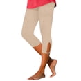 thumbnail image 2 of Usloyux Women's Capri Leggings Stretch Yoga Pants with Elastic Waistband Casual Workout Activewear Bottoms, Beige L, 2 of 8
