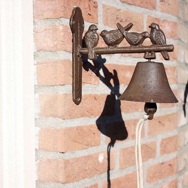 Esschert Design Doorbell Birds Cast Iron Wall Mount Decorative 8.58 x 4.37 x 7.52 Inch
