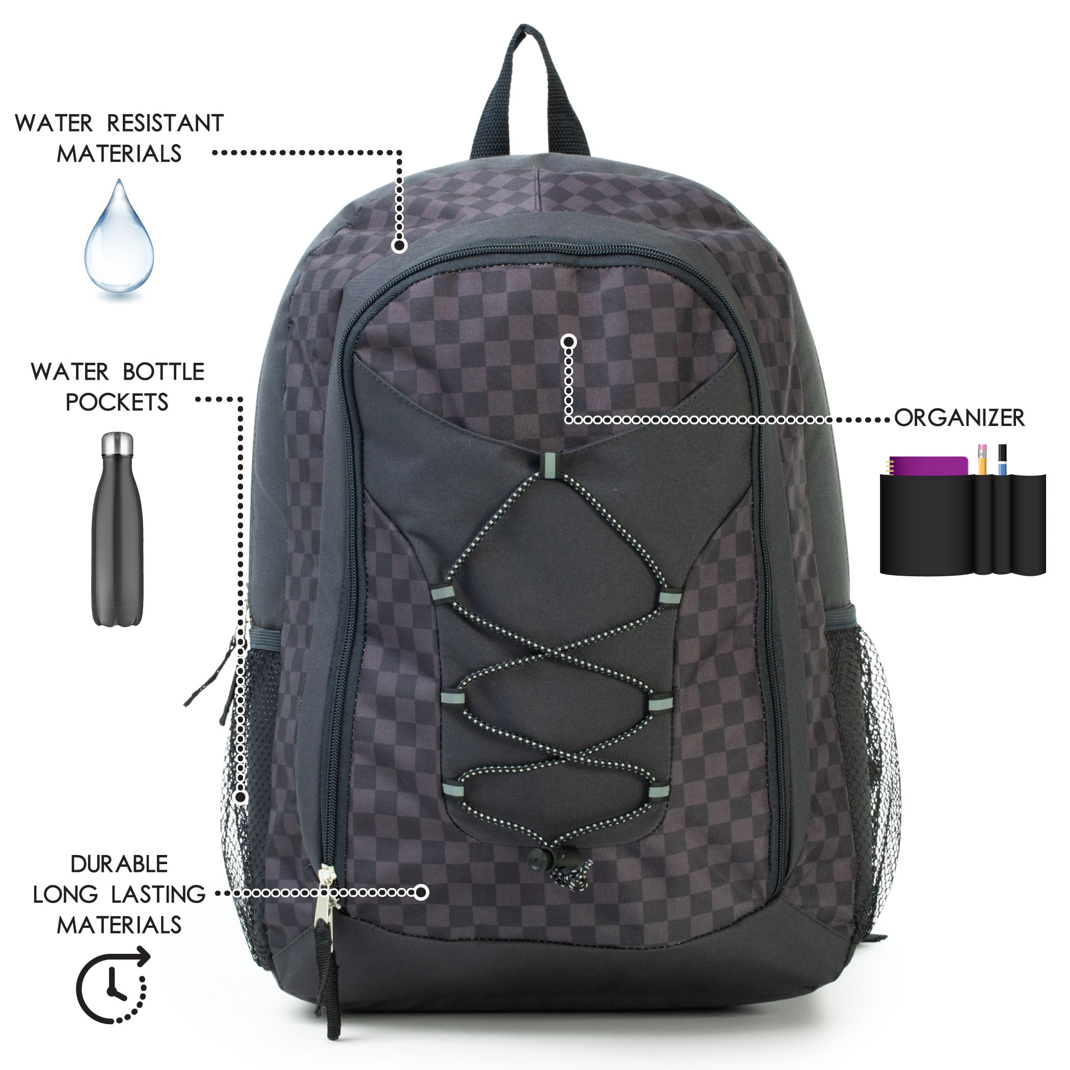 Jetstream Multi-Compartment School Backpack with Organizer, Bungee & Mesh Pockets, Kids' Backpack for School