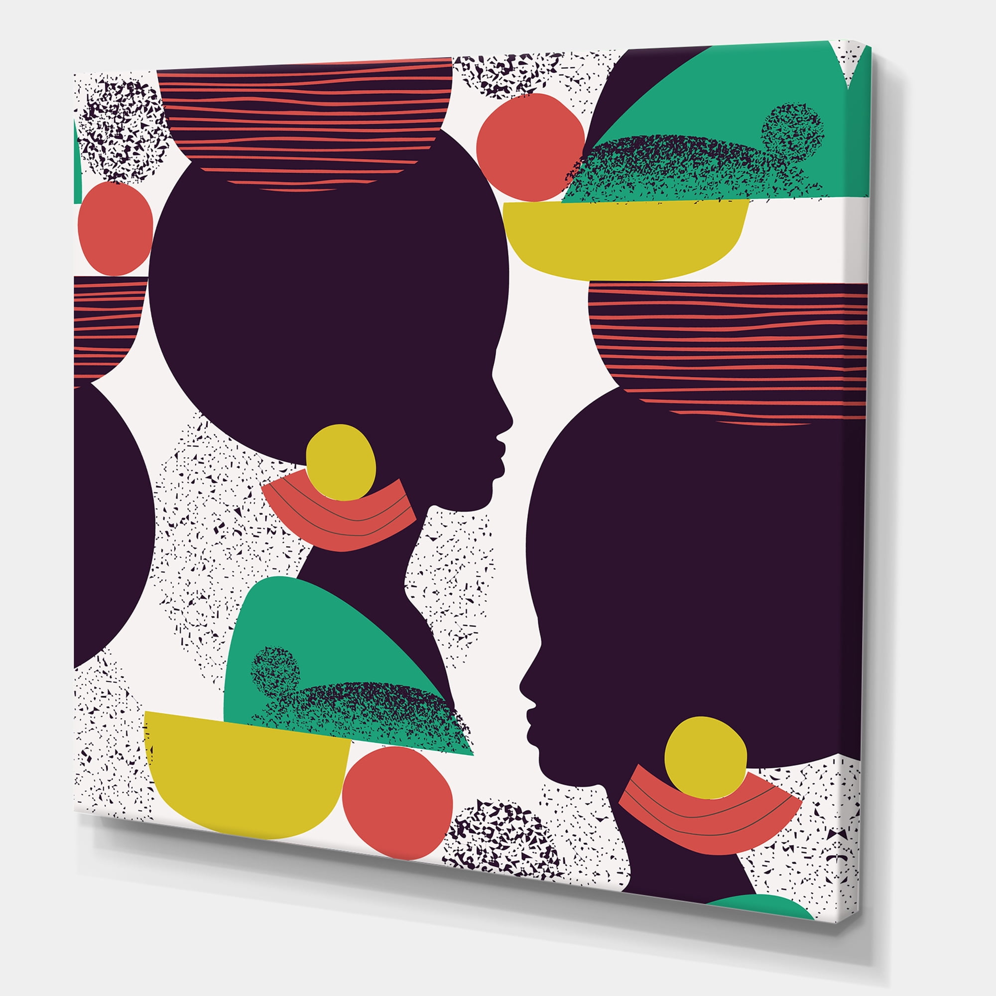 Designart ' Ethnic Geometric Silhouette of African American III ' Modern Canvas Wall Art Print