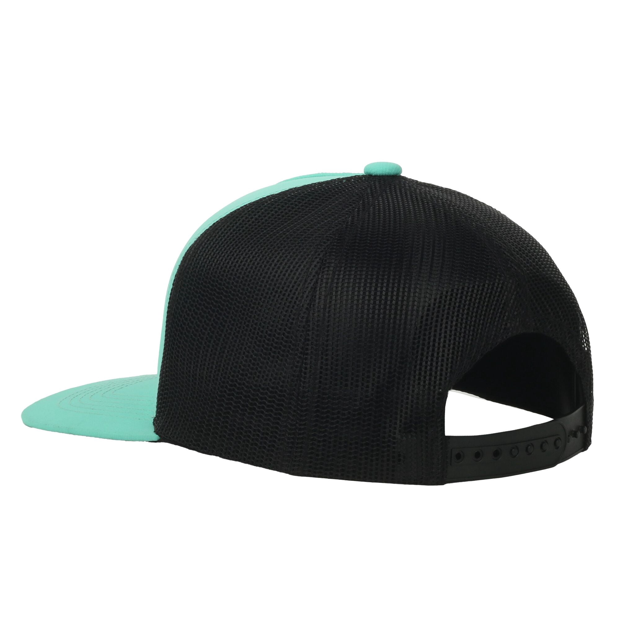 Youth Green/Black 5-Panel Fishing Cap – Structured Flat Bill Snapback, One Size