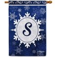 thumbnail image 1 of Welcome Winter Snowflake Monogram S Decorative House Flag Initial Letter Snow Deocr Banner for Inside and Outside 28x40 Inch Double Sided, 1 of 6