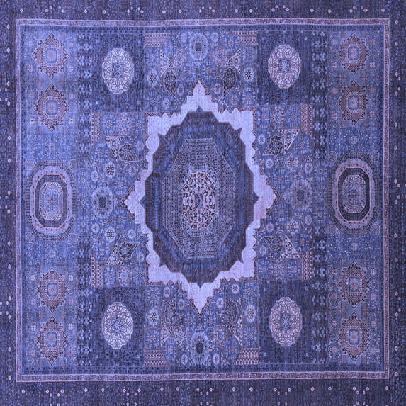 Ahgly Company Indoor Square Oriental Blue Modern Area Rugs, 5' Square