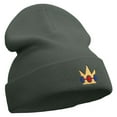 thumbnail image 4 of Mario Princess Crown Embroidered 12 inch Acrylic Cuff Long Beanie - Charcoal OSFM, 4 of 5