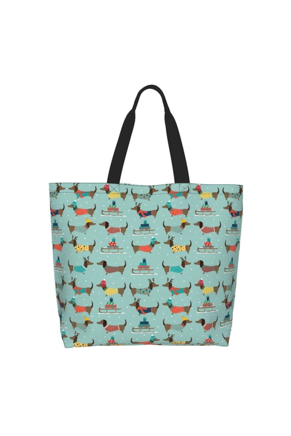 winter ski Dachshund Tote Bag - Waterproof Lightweight Handbags Travel Shoulder Bag for Hiking Yoga Gym Swimming Travel Beach