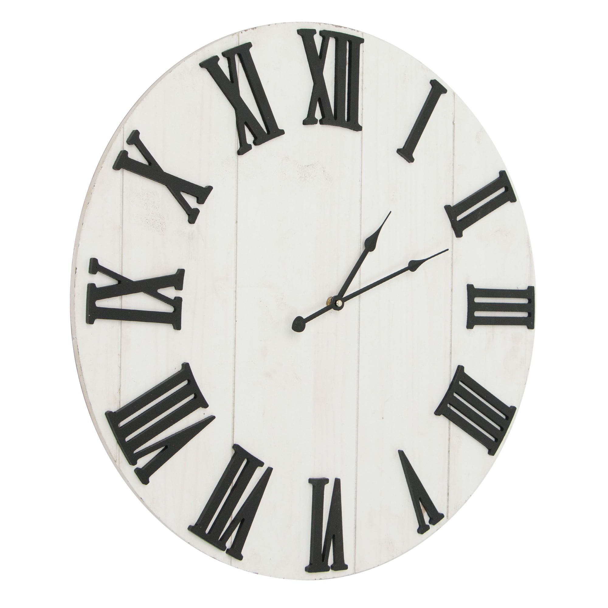 Wooden Roman Numeral Quartz Wall Clock Oversize Extra Large Giant Very Big Round 