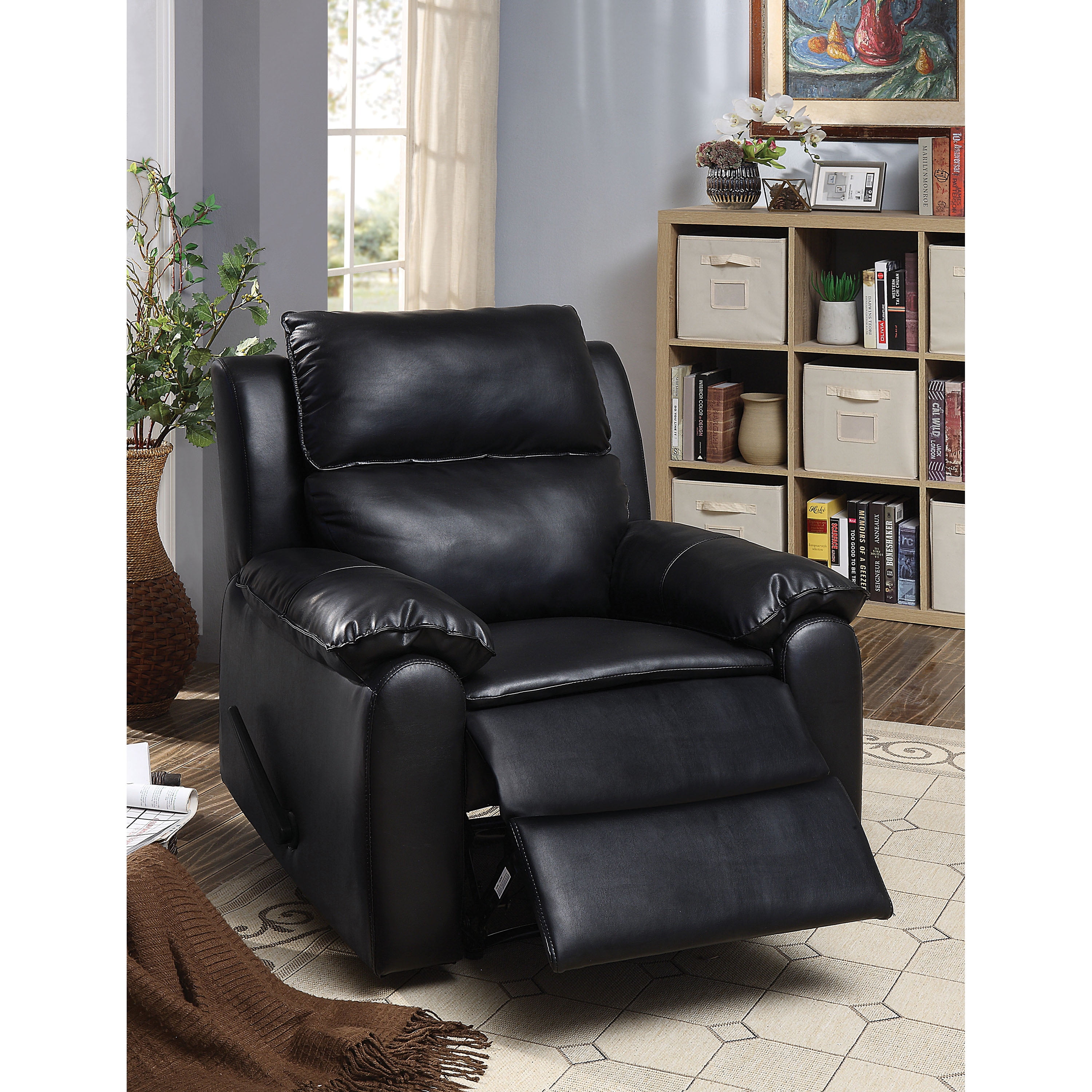 Furniture of America Transitional Faux Leather Corone Recliner Chair