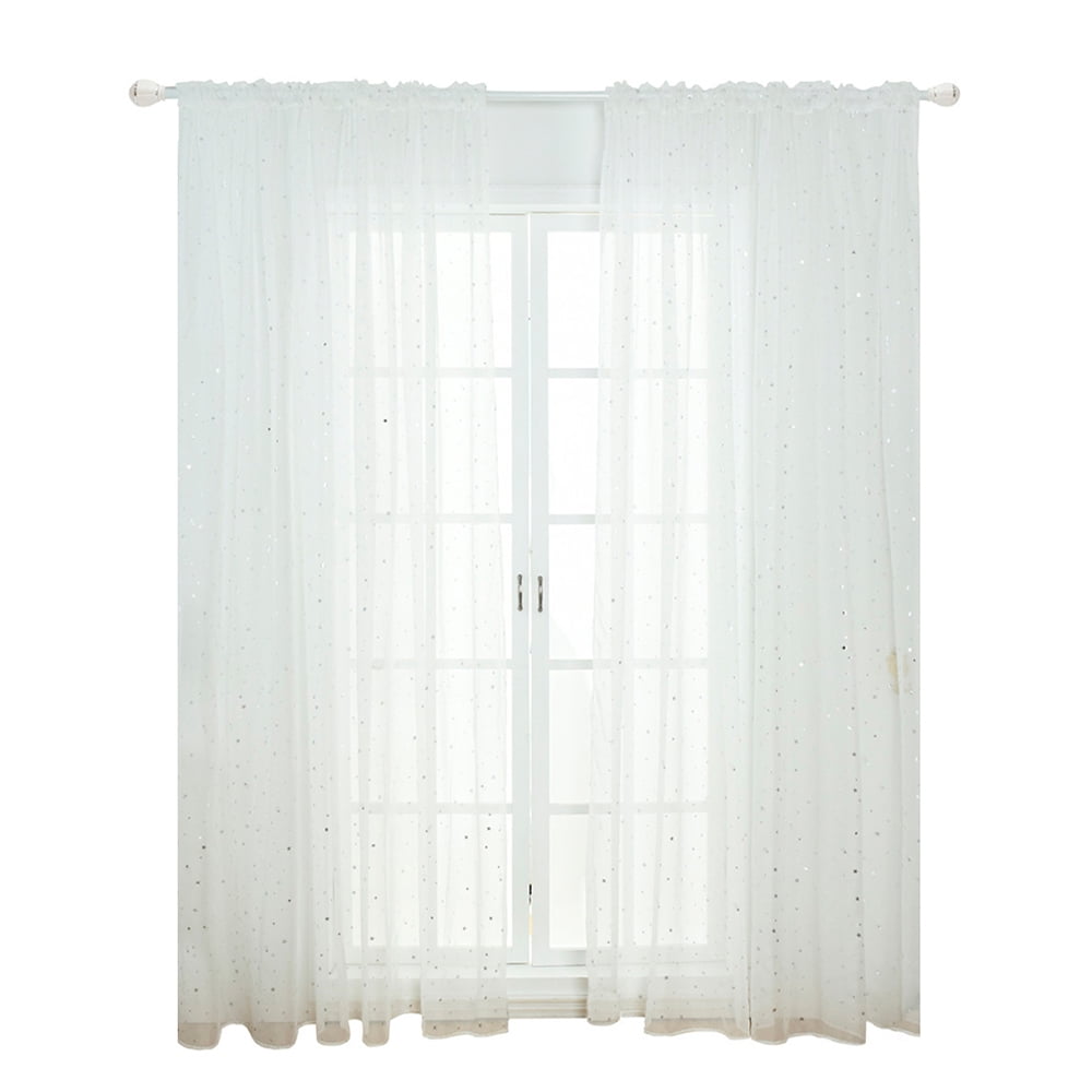 Sheer Curtains Little Star Print Window Screen Curtains For Living
