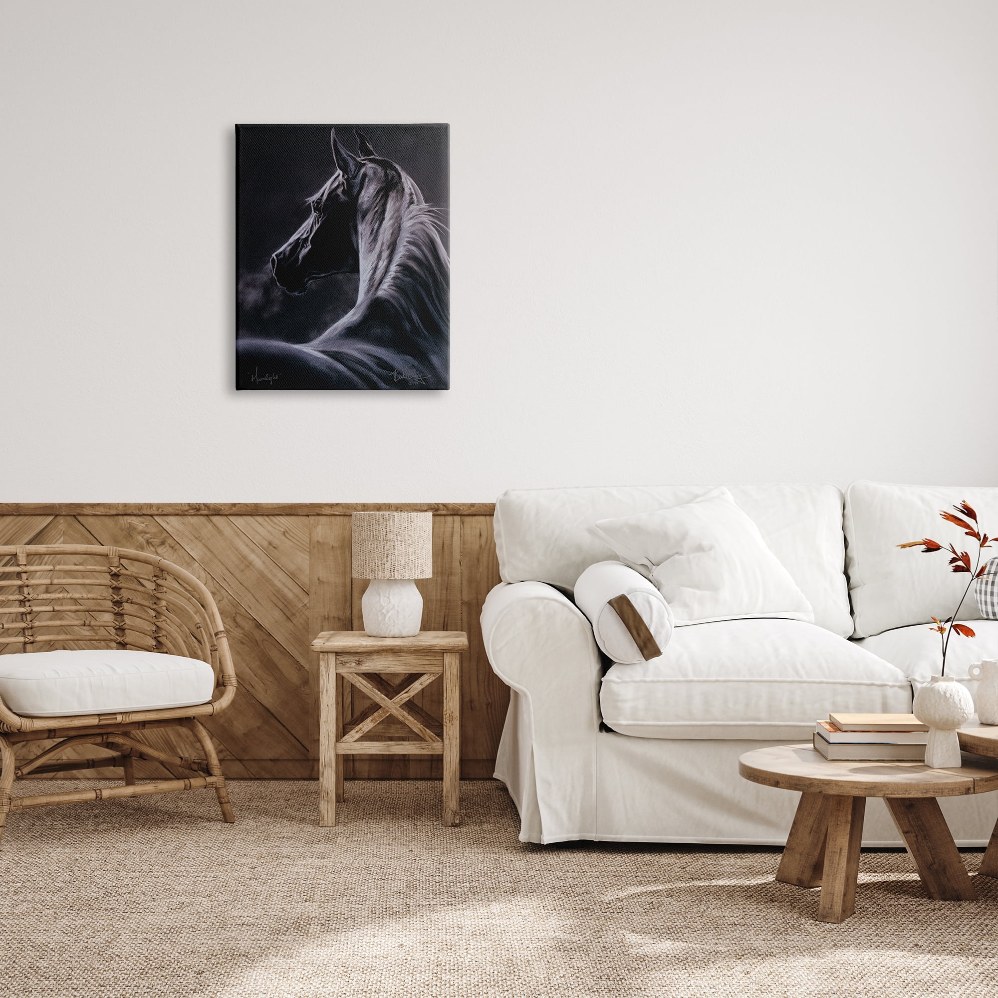 Stupell Industries Moonlit Horse Portrait Animals & Insects Painting Gallery Wrapped Canvas Print Wall Art, 24 x 30