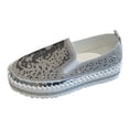 thumbnail image 2 of Women Fashion Flat Heel Crystal Rhinestone Glitter Slip On Platform Loafers Shoe, 2 of 4