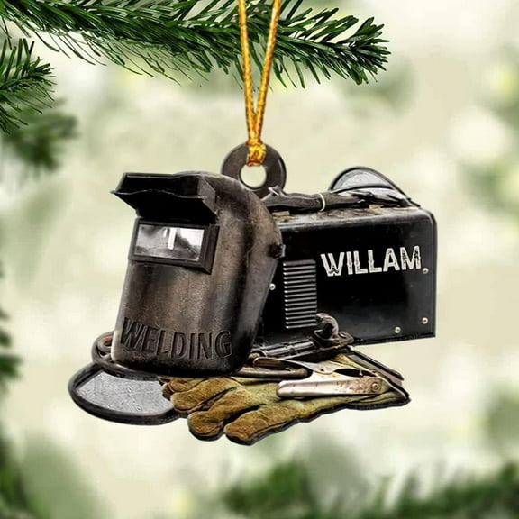 Personalized Christmas Welder Ornament with Name, Custom Welder Gifts, Welder Christmas Birthday Gift for Men Dad, Welder Ornaments for Christmas Tree, 2D Acrylic Wood Ornament (Style 1) - 3565