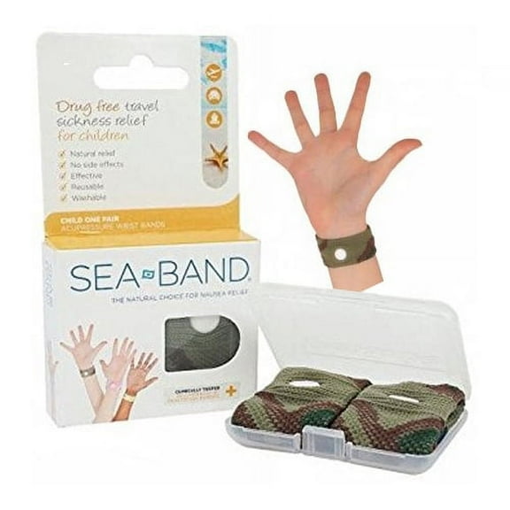 Sea‑Band Child Acupressure Wristband, Camouflage – Drug‑Free Motion & Morning Sickness Relief, Reusable – 1 Count