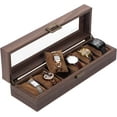 thumbnail image 4 of Watch Box 6-Slots with Real Glass Topped,Wood Grain PU Watch Display Storage Case,as a Gift for lovers, 4 of 5