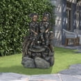 thumbnail image 2 of LuxenHome Resin Bronze Children and Dog Outdoor Fountain with LED Light, 2 of 5