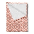 thumbnail image 2 of East Soft Flannel Fleece Blanket, Scale Pattern with Half Circles and Lines Geometrical Elements Abstract Boho Tribal, Cozy Plush for Indoor and Outdoor Use, 50" x 60", Orange White, by Ambesonne, 2 of 5