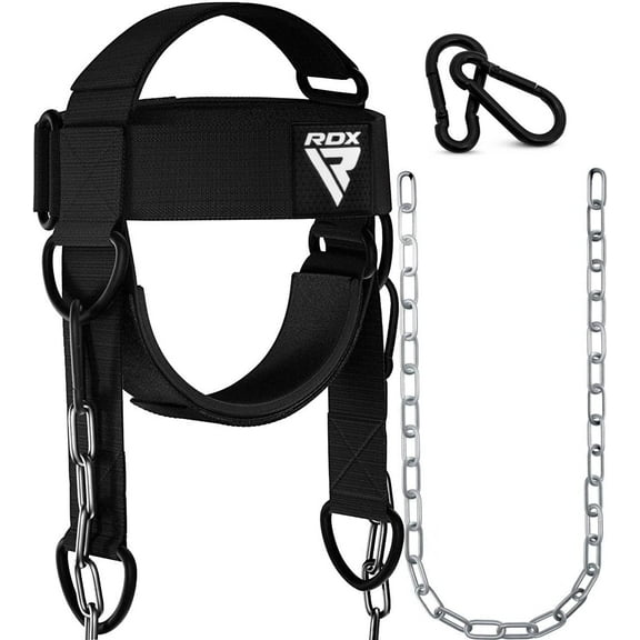 RDX Neck Harness for Weight Lifting & Training – 4MM Padded Head Harness with 90CM Adjustable Steel Chain for Gym, Boxing, Strength & Resistance Workout