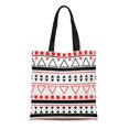 thumbnail image 1 of NUDECOR Sac Fourre-Tout en Toile Motif Géométrique Abstrait en Noir et Rouge Sac d'Épicerie Réutilisable Durable, 1 of 1