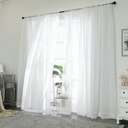 OVZME White Sheer Curtains 84 inch Length 2 Panels Set, Semi Transparent Voile Rod Pocket Sheer Window Drapes for Bedroom Living Room Dining Wedding Party Backdrop, 42W x 84L inch
