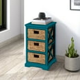 thumbnail image 2 of Hampton Meadows 3 Tier X-Side End Storage Cabinet with 3 Wicker Baskets, Teal, 2 of 6