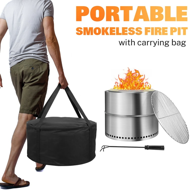 Fire Pit COOZOOM 19 Inch Large Smokeless With Stand Portable