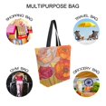 thumbnail image 7 of FORMRS Womens Canvas Tote Bag with Zipper Inner Pocket Shoulder Handbag, Orange Abstract Floral, 7 of 7