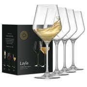 JoyJolt Layla Crystal White Wine Glasses Set of 4 - Stemmed Wine Glasses Set