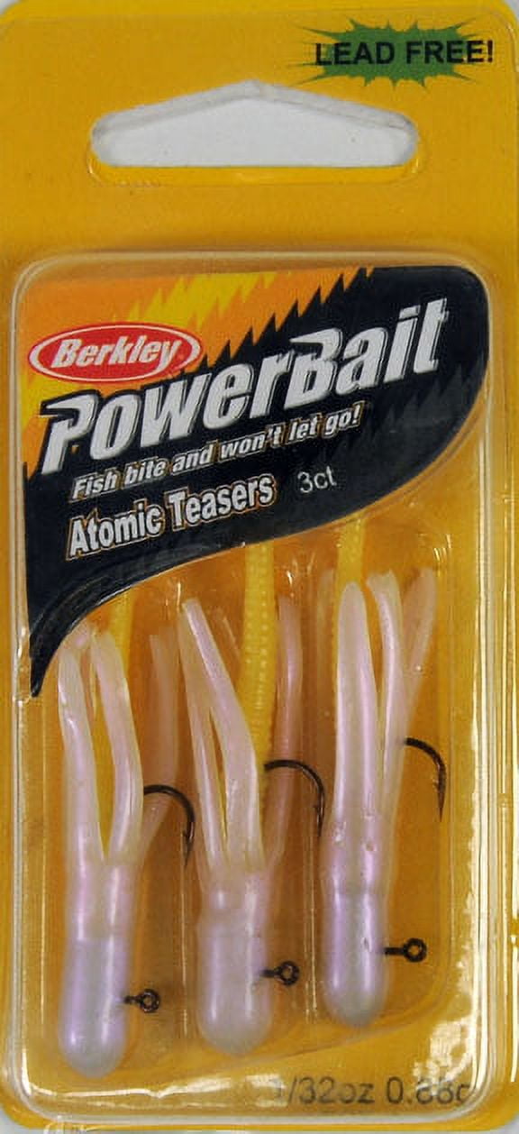 (2 pack) Berkley PowerBait Pre-Rigged Atomic Teasers Fishing Bait, Pearl White