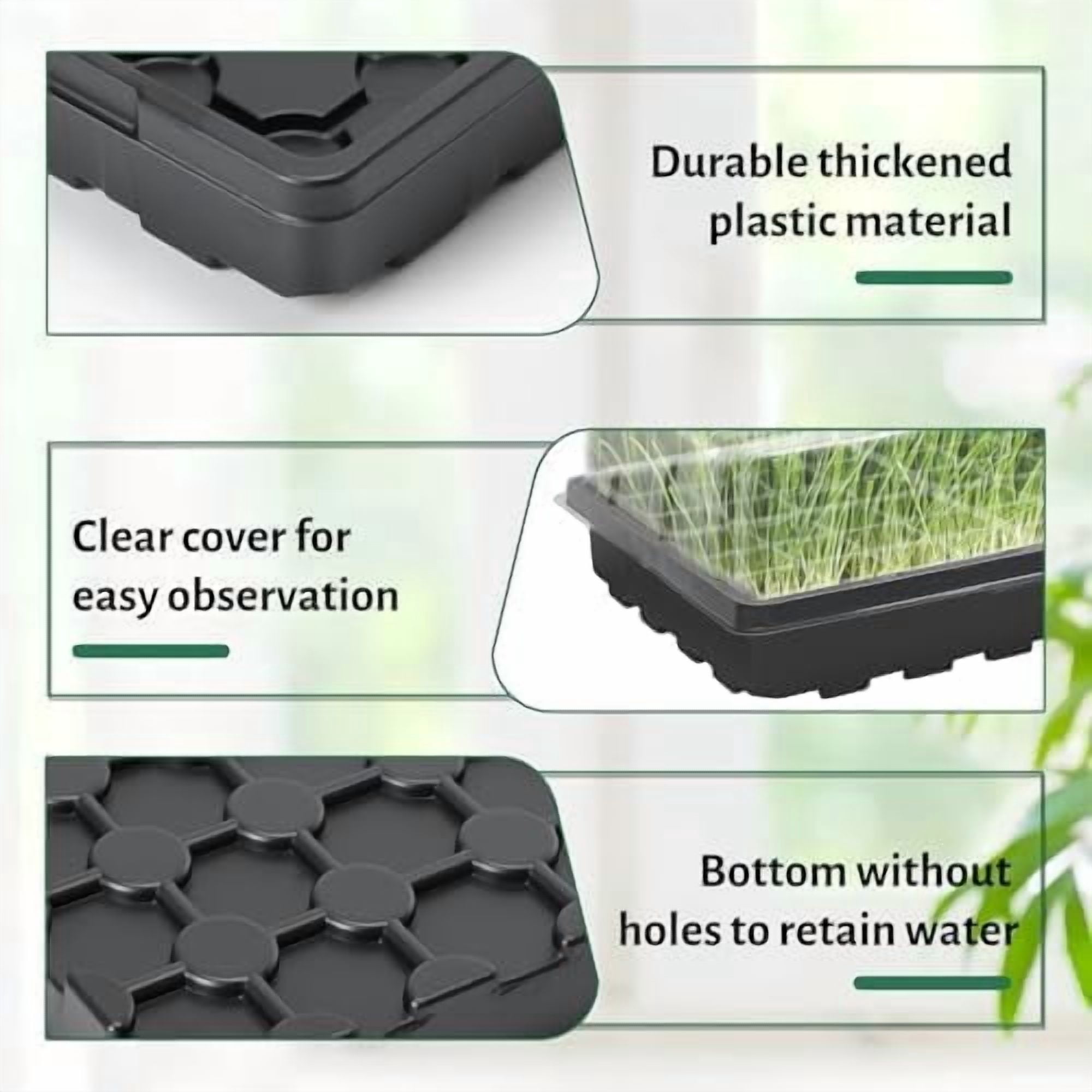 5 Pack 1020 Seed Starter Trays with 3.6" Humidity Dome Plant Growing Tray Germination Seed Starting kit, Mini Greenhouse with Handle for Cloning Plant