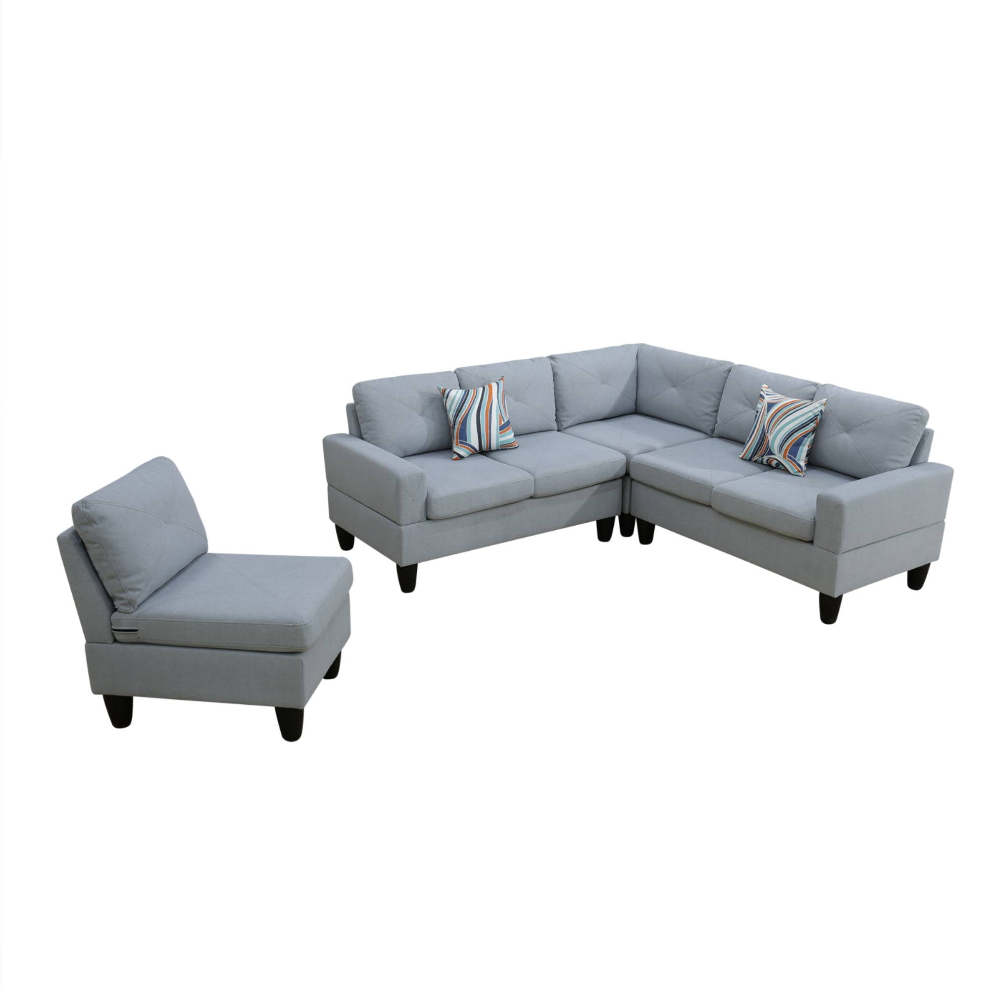 L Shaped Sofa Couch U Shaped Sectional Corner Sofa 6-Seater Furniture Modular Couches for Living room, Grey