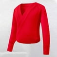thumbnail image 2 of GiLiling Girls Ballet Sweater - Dance Warm Up Wrap Pullover Knit Cover Up for Leotards, Soft Long Sleeve Ballet Top (Red, 9-10 Years), 2 of 4