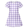 thumbnail image 4 of LUOGENLI Robe Mode pour Enfants à Carreaux Ajustée à Manches Courtes (6 14 Ans) Robe Maxi avec Short en Dessous Violet Pâle 8-9 Ans, 4 of 4