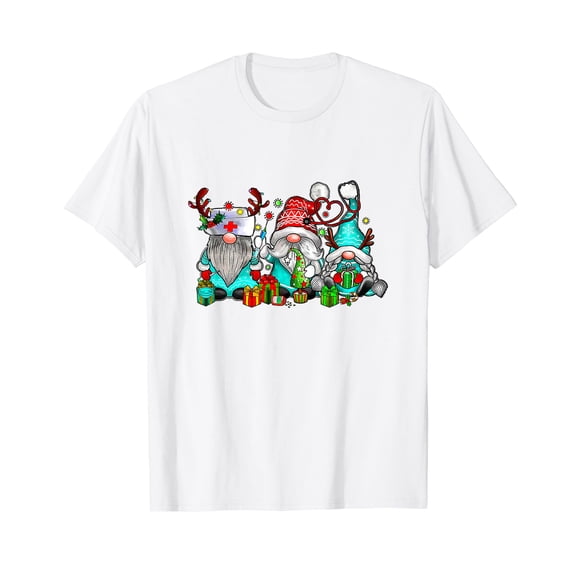 Gnomes Nurse Christmas Halloween Women Nurse T-Shirt