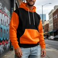 thumbnail image 2 of Mens Color Block Hoodies Long Sleeve with Pocket Pullover Hoodie Fashion Fall Winter Sweatshirt, 2 of 5