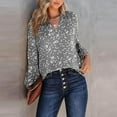 thumbnail image 7 of Perfectbot Womens Fashion Blouses Printed V Neck Ruched Tops Casual Puff Long Sleeve Loose Shirts, 7 of 7